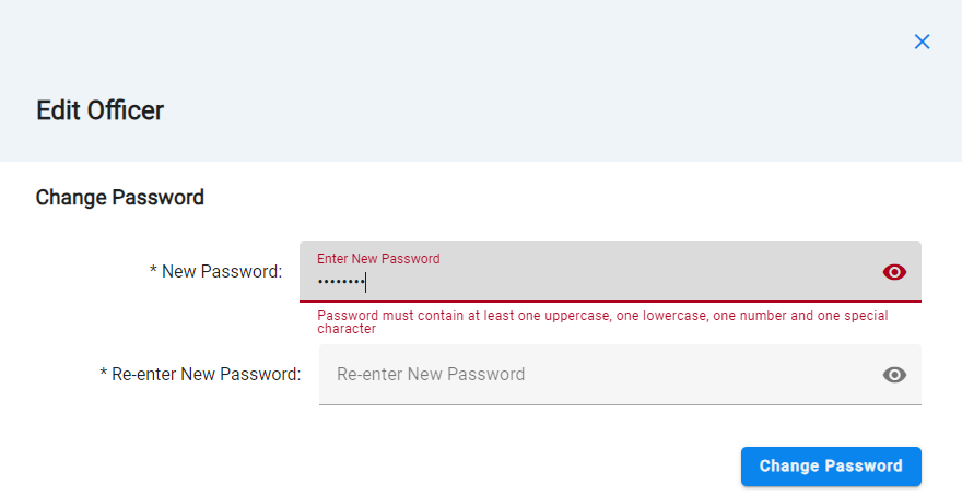 Changing password screenshot